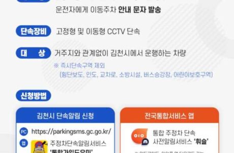 김천시, 불법주정차 단속 문자 알림 서비스 홍보