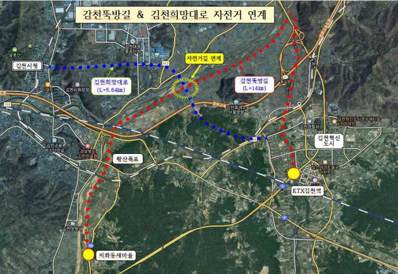 김천시, 감천 뚝방길과 김천 희망대로 자전거길 연계